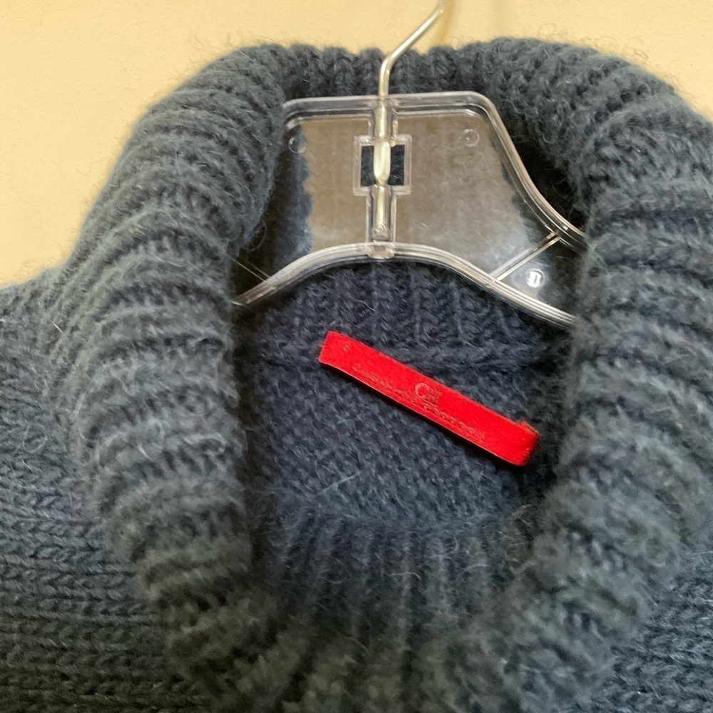 Carolina Herrera Blue Size Small Pullover Turtleneck Poncho Sweater Wool Blend - Picture 6 of 9